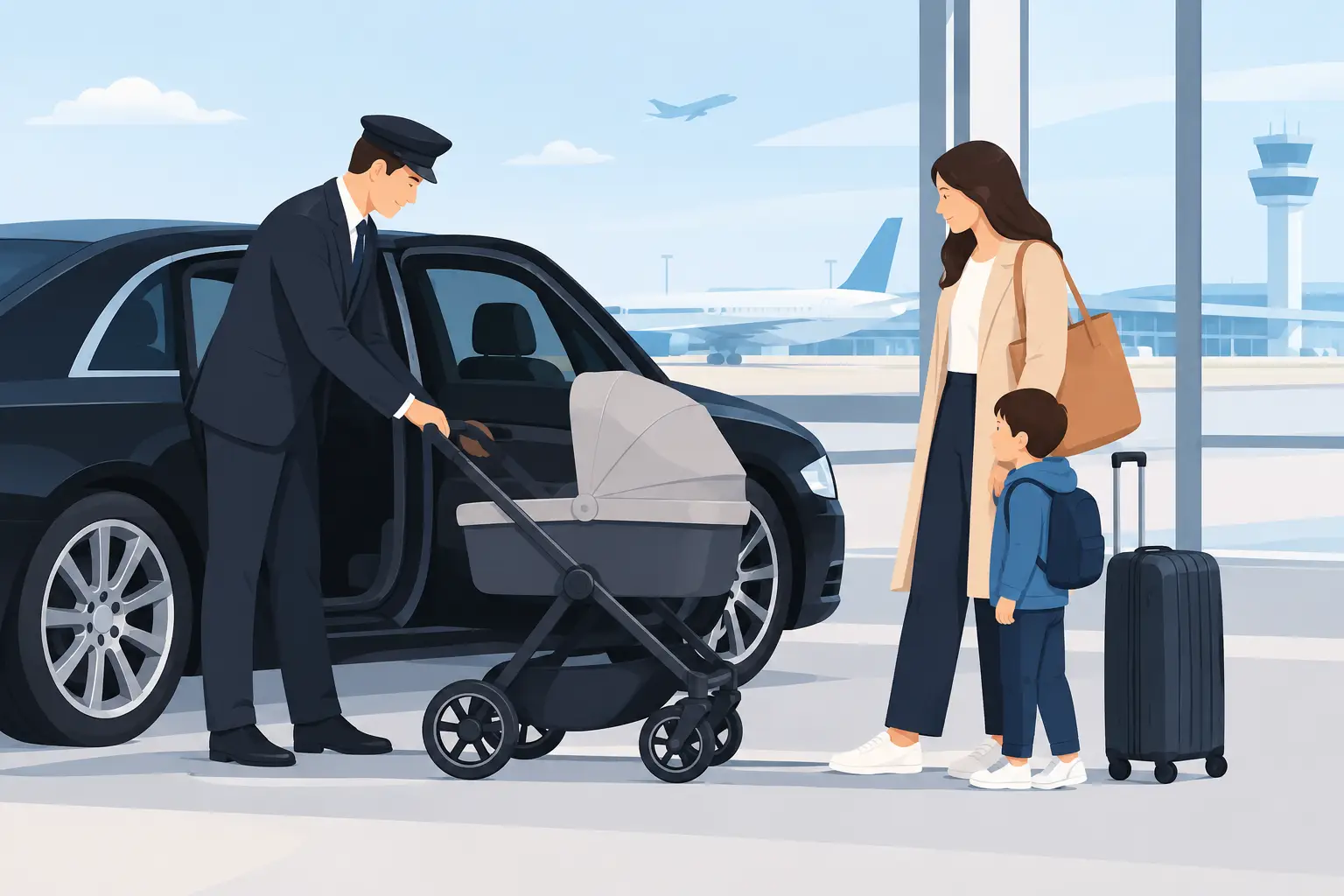 How Chauffeurs Accommodate Prams for Airport Trips